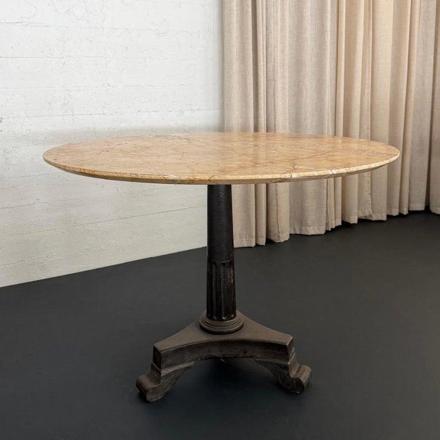 Art Deco 1930s Art Deco Blush Pink Marble Pedestal Bistro Dining Table For Sale - Image 3 of 10