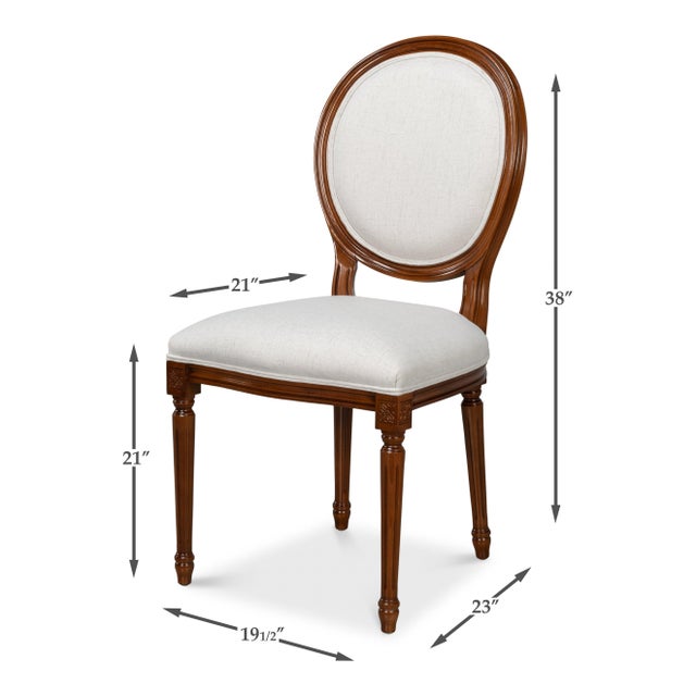 Louis XVI Dining Chairs with Oval Backs in Walnut, Sets of 2 For Sale - Image 12 of 12