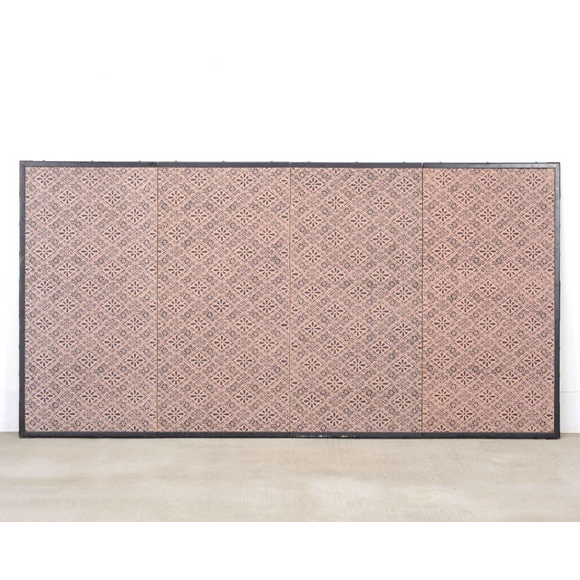 Japanese Showa Four Panel Screen Bamboo in Misty Landscape For Sale - Image 18 of 18