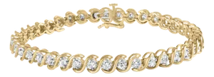 10K Yellow Gold 3 cttw Round-Cut Diamond Spiral Link 7.50" Bracelet (I-J Color, I1-I2 Clarity)