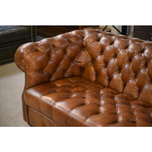 Chesterfield Sofa in Tan Tufted Leather, 1990s For Sale - Image 11 of 12