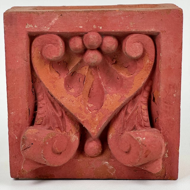 Victorian Early 20th Century Architectural Salvage Terra Cotta Large Exterior Ornamental Brick Block For Sale - Image 3 of 10
