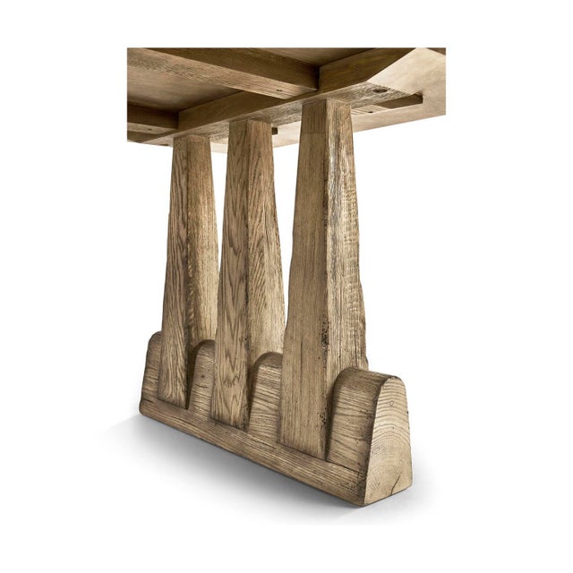 Wood Large Rustic Oak Dining Table For Sale - Image 7 of 9