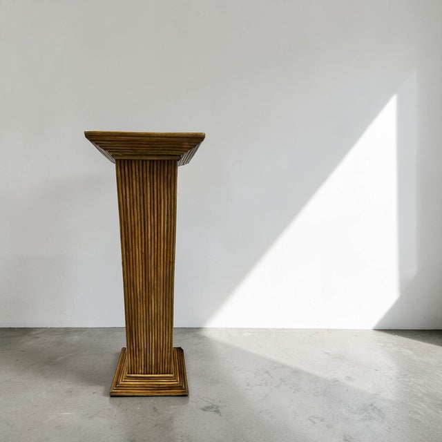 1960s Boho Chic Pencil Reed Pedestal Column Attributed to Gabriella Crespi - A Pair For Sale - Image 9 of 14