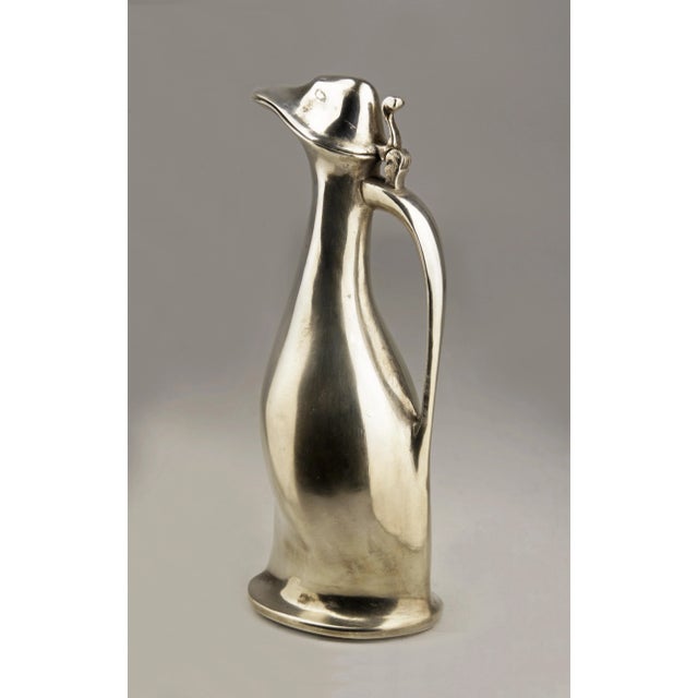 Modern Early 20th Century Jugendstil German Polished Pewter Penguin-Shaped Decanter Designed by Hugo Leven for Kayserzinn Factory For Sale - Image 3 of 11