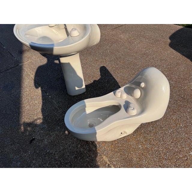 Vintage Warren Platner for American Standard Sculptural Pedestal Sink & Bidet Set For Sale - Image 10 of 11
