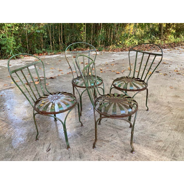 Coffee Francois Carre Distressed Petite Garden Chairs - Set of 4 For Sale - Image 8 of 12