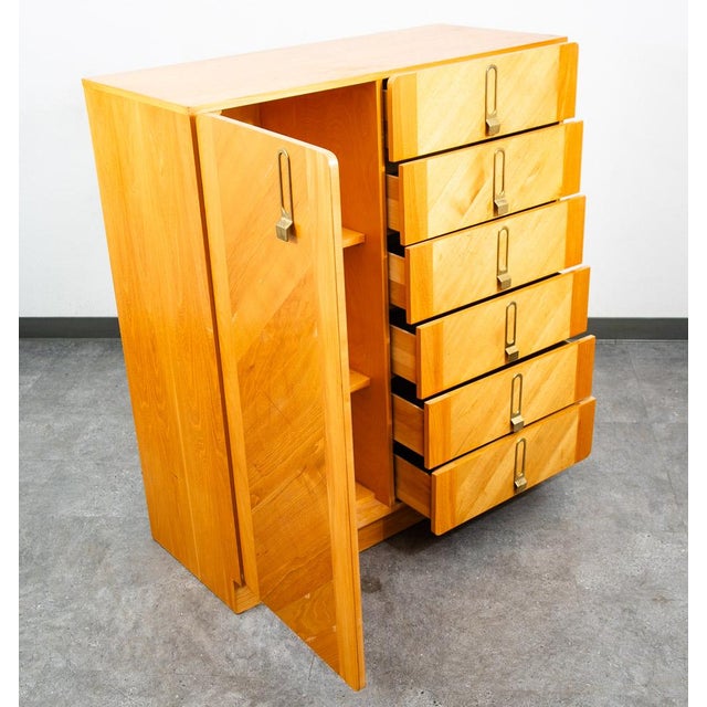 1960s Mid Century Danish Modern Highboy Dresser Cabinet 6 Drawers Blonde Canadian MCM For Sale - Image 5 of 12