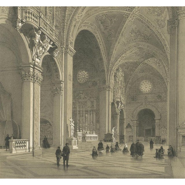 Mid 19th Century Benoist, Santa Maria Sopra Minerva, Rome Gothic Church Interior, 1868, Print For Sale - Image 5 of 10