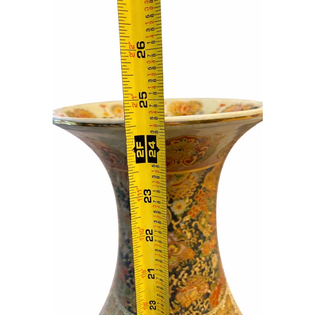 Gold Vintage Large-Scale Chinese Moriage Vase – Hollywood Regency Chinoiserie Style, 24.5” For Sale - Image 8 of 10