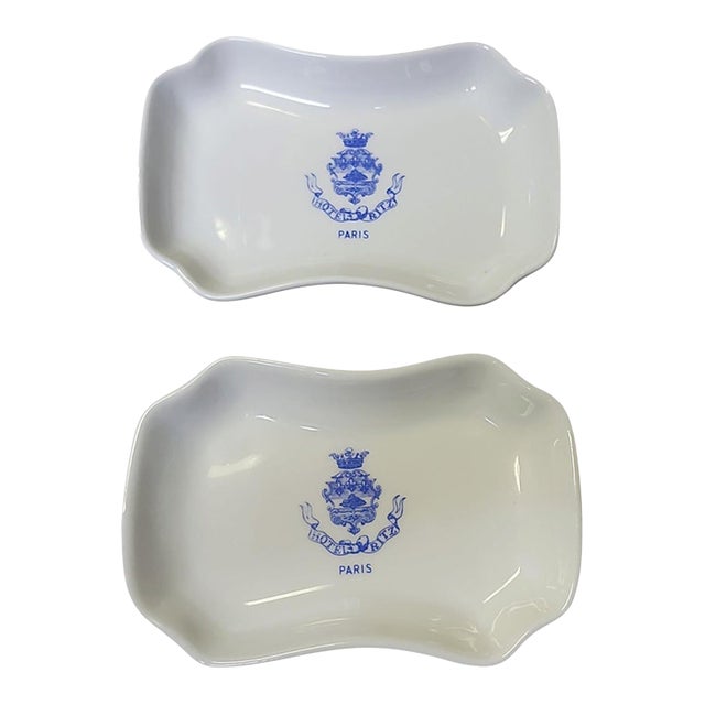Vintage Pair Pillivuyt Hotel Ritz Paris Ashtrays For Sale