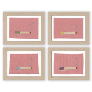Maureen, Phyllis, Colette, and Angelique Cigarette Pack by Willa Heart in Natural Frame, Set of 4 Mini Art Prints For Sale