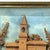 his antique cork diorama presents an abandoned church set within a hand-carved architectural setting, framed by two trees...