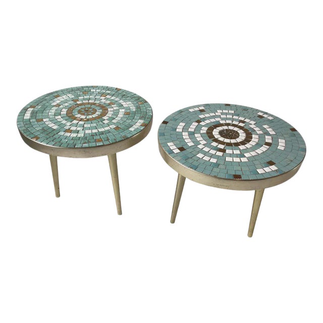 1950s Mosaic Tile Top Side Tables A Pair Chairish