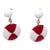 Vintage 1950s Signed Crown Trifari White & Red Drop Clip Earrings- 2 Pieces For Sale