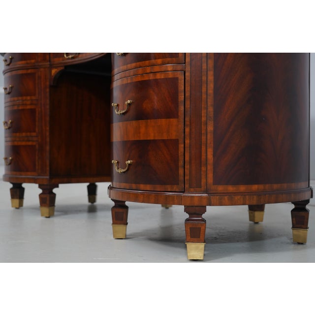 Maitland Smith Leather Top Mahogany Kidney Shape Desk For Sale - Image 11 of 18