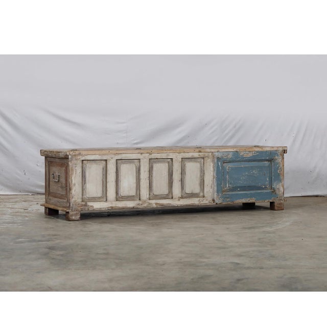 Brown “Bed Bench”/Blanket Chest Made From Reclaimed Indian Architectural Elements For Sale - Image 8 of 8