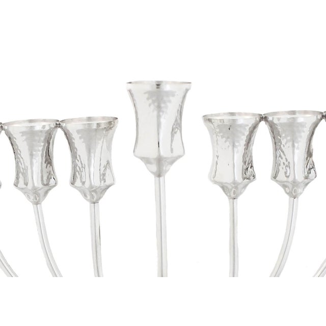 2023 Sterling Silver Hammered Menorah For Sale - Image 4 of 7