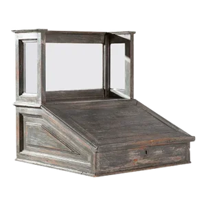 Turn of the Century French Patinated Ecritoire with Display Glass Top