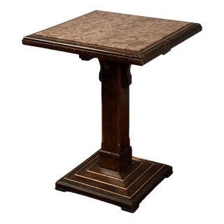 Square Coffee Table with Marble Top and Copper Footrest For Sale