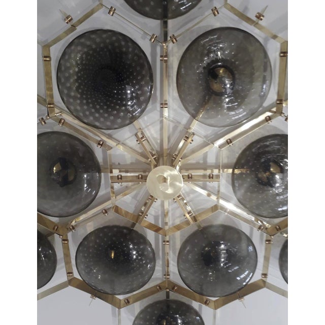 Brown 21st Century Beehive Polished Brass Smoky Bubbles Murano Flush Mount by Fabio LTD For Sale - Image 8 of 8