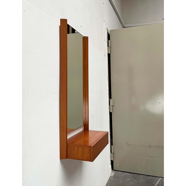 Mid-Century Modern Teak Wall Mirror with Drawer, 1960s For Sale - Image 10 of 18