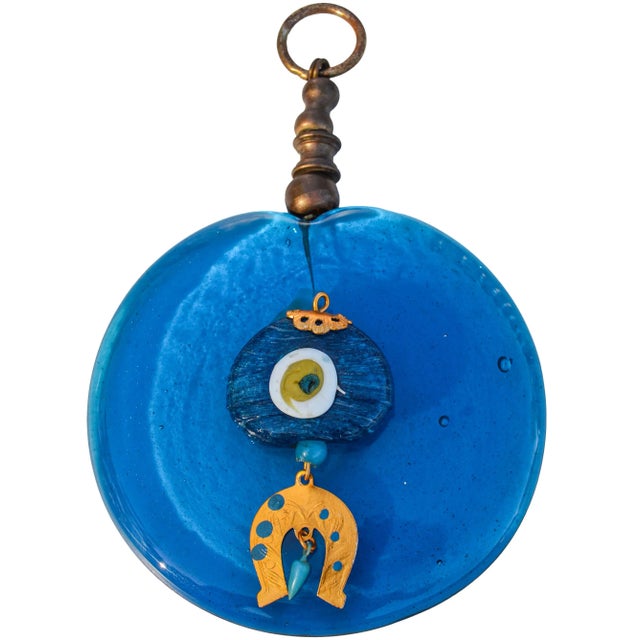 Blue Glass Wall Plaque Art For Sale In New York - Image 6 of 6