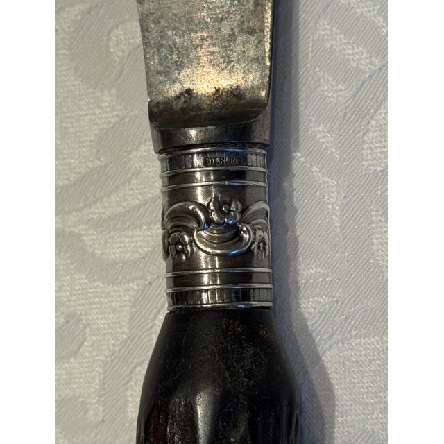 1920s Staghorn and Sterling Silver Carving Set- 3 Pieces For Sale - Image 16 of 17