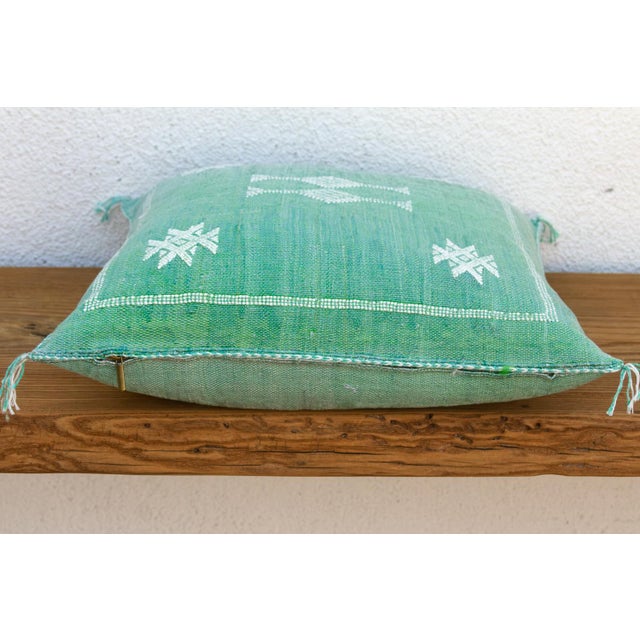 Moroccan Sage Star Cactus Silk Moroccan Pillow For Sale - Image 3 of 7