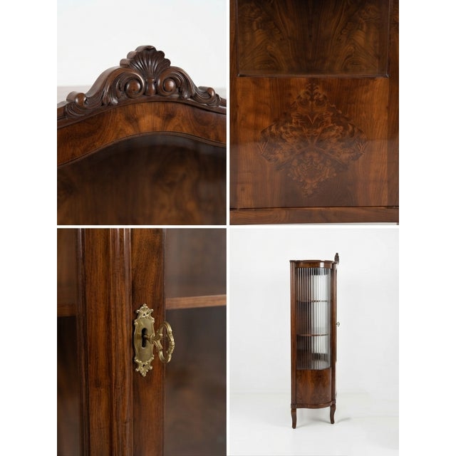 Art Deco Walnut Vitrine with Fluted Glass Detailing For Sale - Image 4 of 7