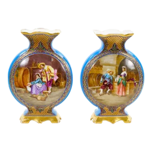 19th Century French Hand Painted / Decorated Porcelain Vases