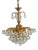 Brass and Crystal Ball 4-Light Chandelier, 1980s For Sale