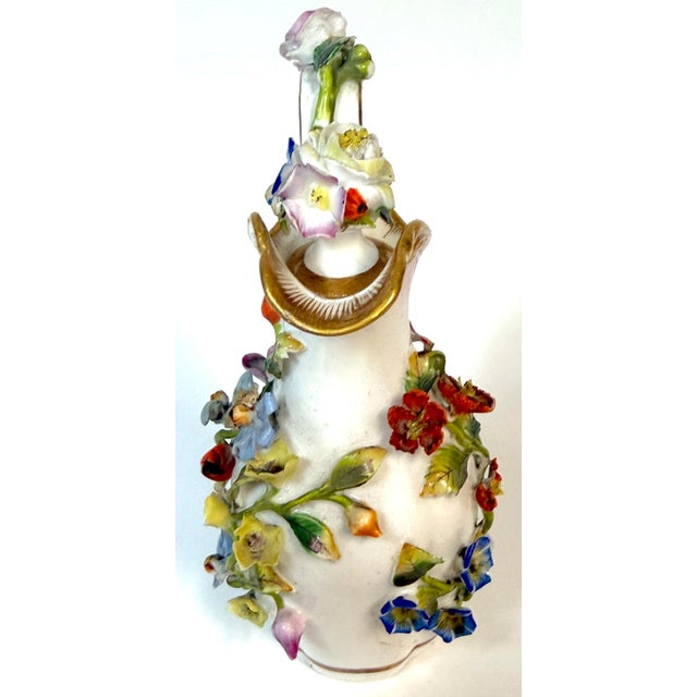 Meissen Applied Floral Porcelain Perfume Ewer Original Stopper, Germany, 1875 For Sale - Image 12 of 17