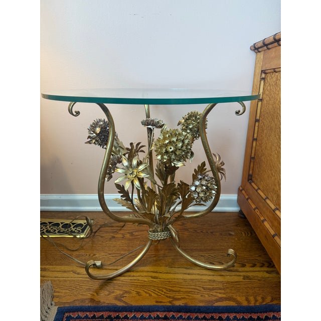 A spectacular and exceptionally unusual vintage illuminated floral cocktail table, circa 1960s–1970s, crafted in the...