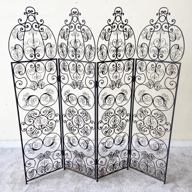 Antique Wrought Iron Room Divider 4 Panels Chairish