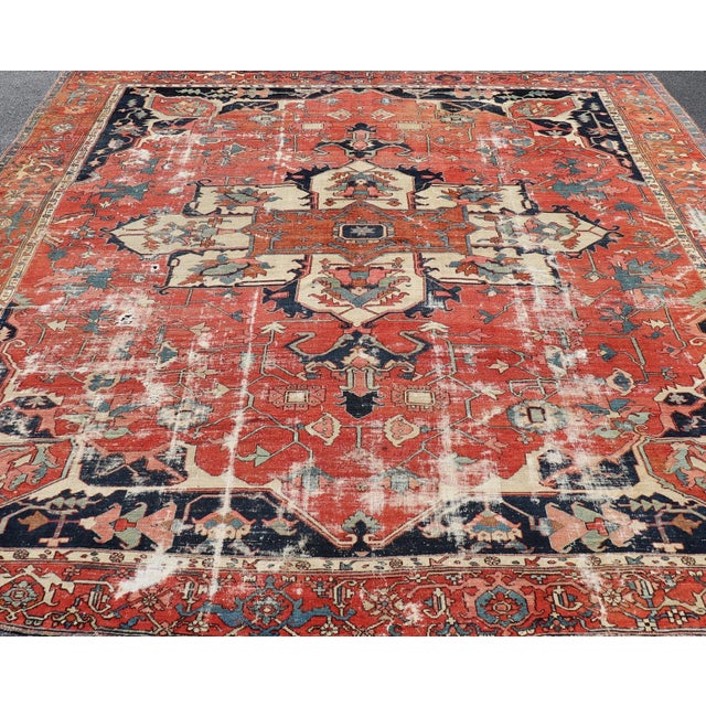 Late 19th Century Serapi Rug Featuring Ornate Central Medallion Design and Rich Colors 10'5 X 13'1 For Sale - Image 5 of 12