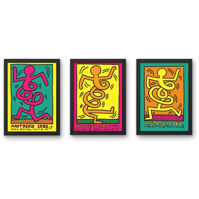 Keith Haring, Montreux Jazz Festival, 1983 (Green) (Framed) 5 colour neon screenprint on heavy stock paper printed on...