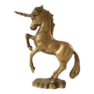 Vintage Solid Brass Unicorn Figure For Sale