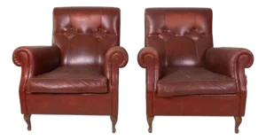Set of Vintage Burgundy Leather Chairs