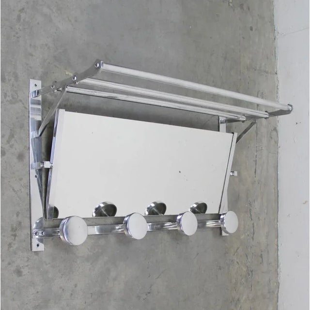 Silver Art Deco Metal Coat Rack with Folding Mirror, 1930s For Sale - Image 8 of 8