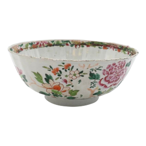 Antique 18th Century Chinese Famille Rose Porcelain Bowl Decorated With Peonies