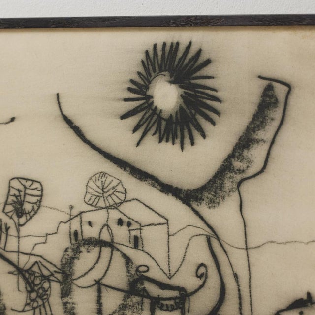 Jordi Samsó, Surrealist Composition, Drawing in Black Charcoal, 1990, Framed For Sale - Image 12 of 15