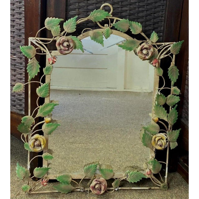 French Wrought Iron Mirror with Roses, 1970s For Sale - Image 18 of 18