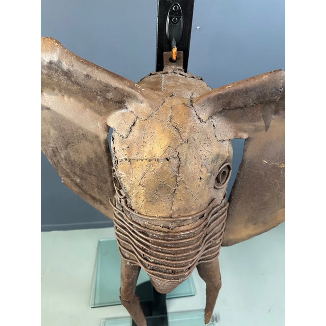 Metal Elephant Head Sculpture by by Renown Kenyan Artist Kioko Mwitiki For Sale - Image 4 of 12