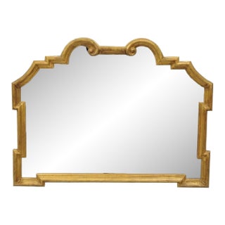 Vintage Italian Hollywood Regency Gold Gilt Carved Wood Wall Mirror For Sale