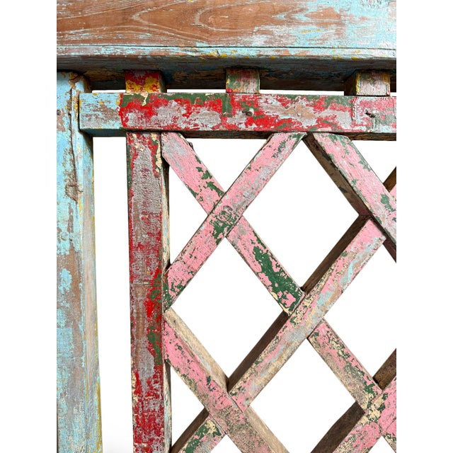 Mid 20th Century Vintage Indian Boho Painted Screen Panel For Sale - Image 5 of 7