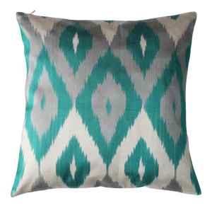 Contemporary Silk Ikat Bohemian Throw Pillow 16 X 16