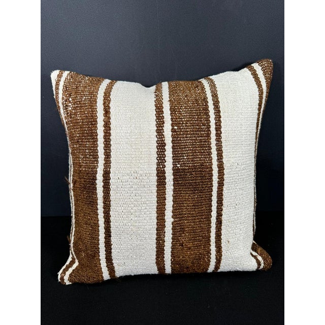 Turkish Hemp Pillow Cushion Natural Beige Brown Cushion Cover 20x20 For Sale - Image 4 of 4