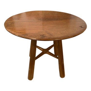 Andrianna Shamaris Midcentury Couture Teak Round Table with Butterflies Inlaid For Sale