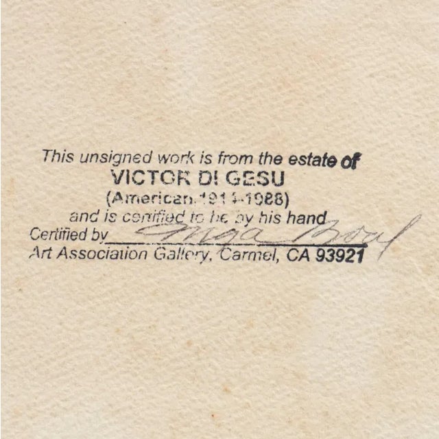 Paper 'Woman Seated' by Victor Di Gesu, Paris, Louvre, Académie Chaumière, California, Los Angeles County Museum of Art, San Francisco Art Association For Sale - Image 7 of 7